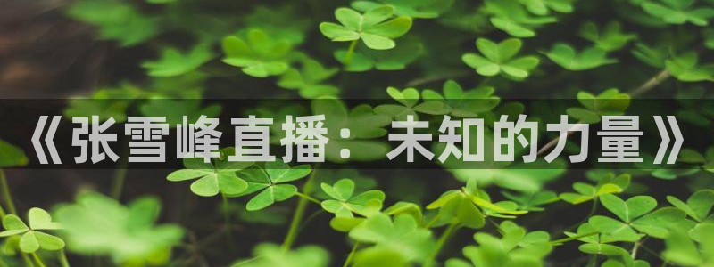 斗球比赛直播免费观看：《张雪峰直播：未知的力量》